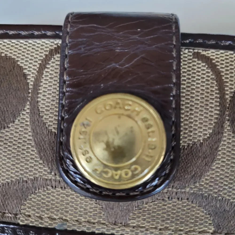 Coach Vintage Wallet Brown Logo HO842-41631 Zipper Flaw - Picture 5 of 14